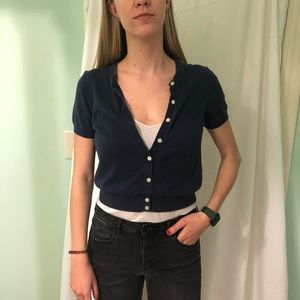 Cropped navy cardigan